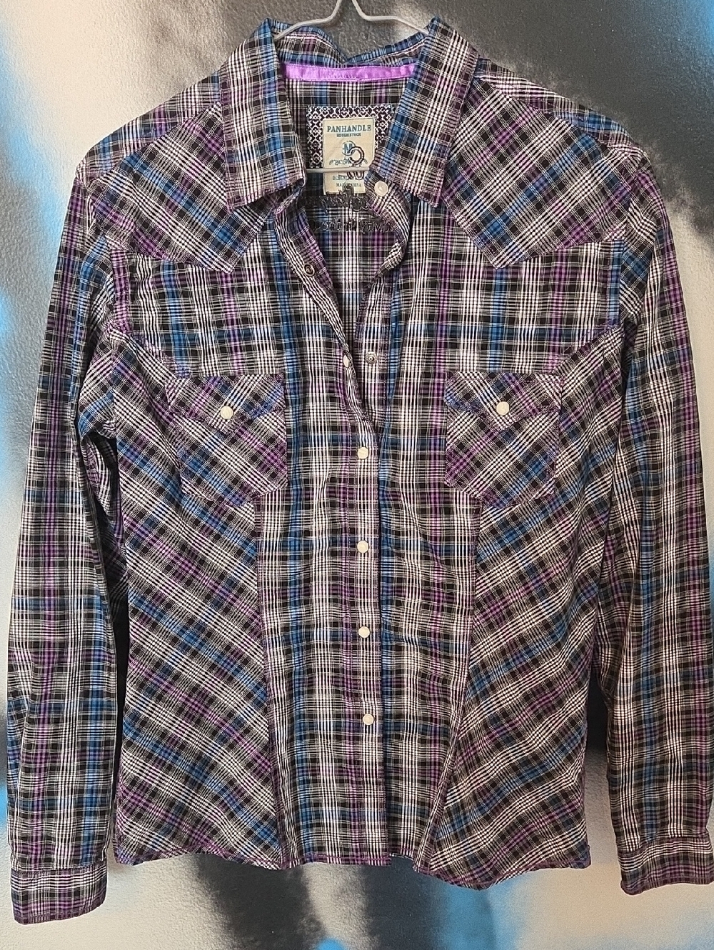 Panhandle Slim Plaid Western Shirt - Purple, Blue & White..Calgary Stampede